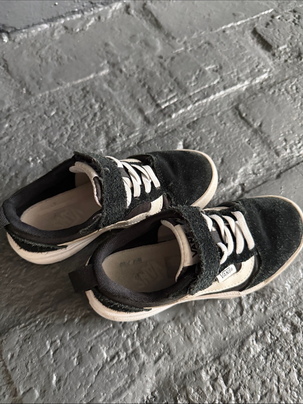 Vans Kids Black and White Suede Low-Top Sneakers